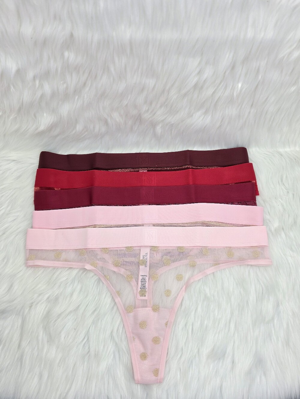 Victoria's Secret Lace Shimmer Thong Panty 5 Pack. - Picture 3 of 3